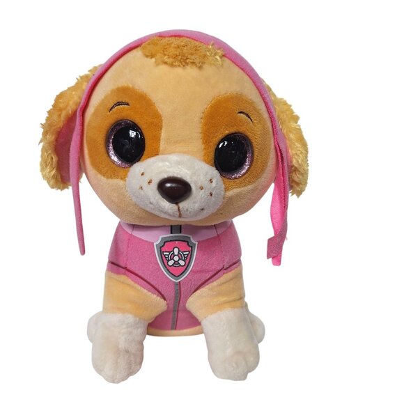 Ty Beanie Boo PAW Patrol Skye Pink Pilot Pup Medium Plush Dog Glitter Eyes 9” - Picture 1 of 4